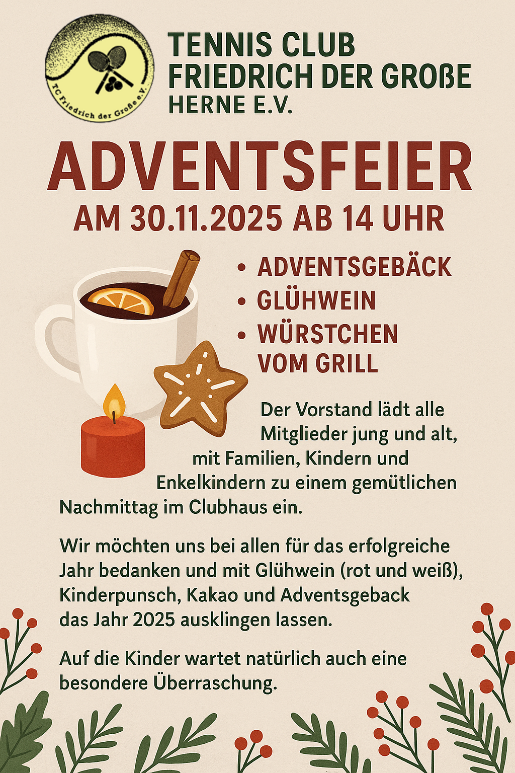 Adventsfeier beim TC Friedrich der Große