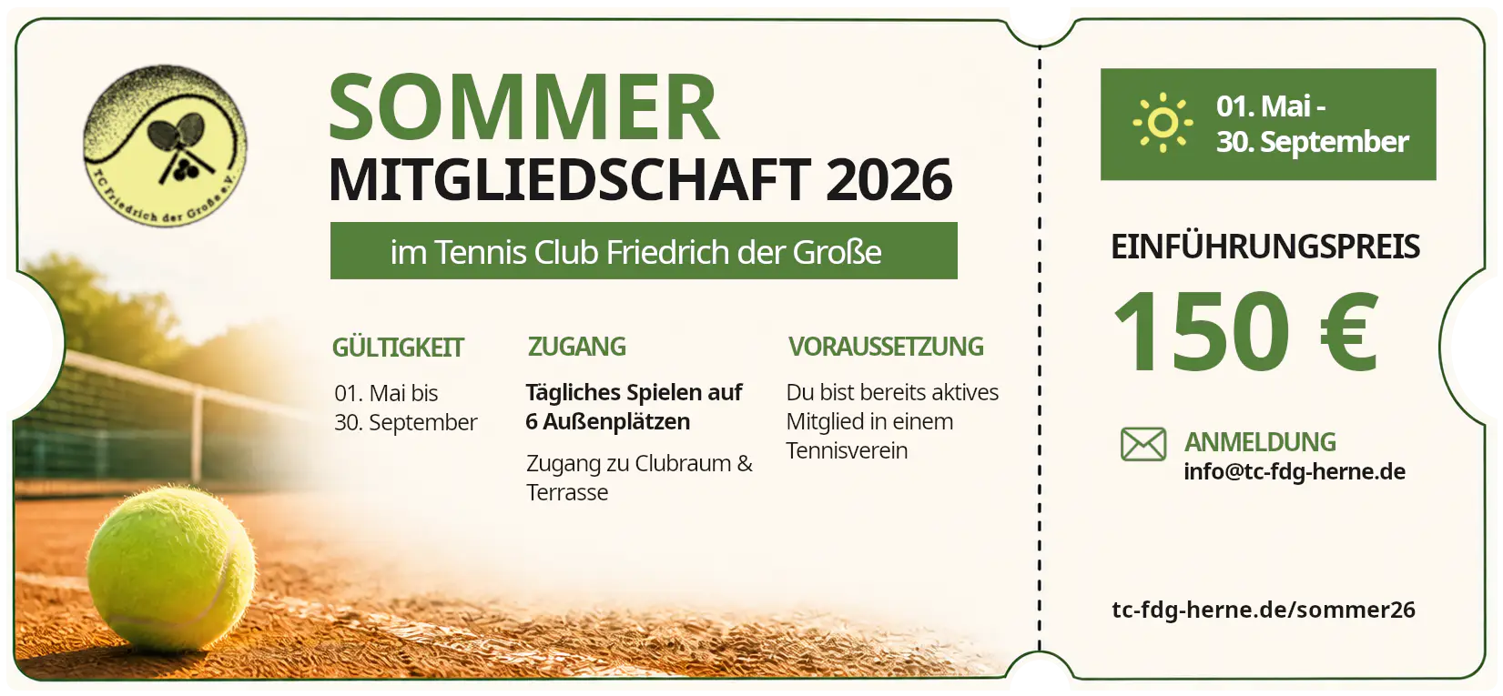 Sommermitgliedschaft im TC Friedrich der Große Herne