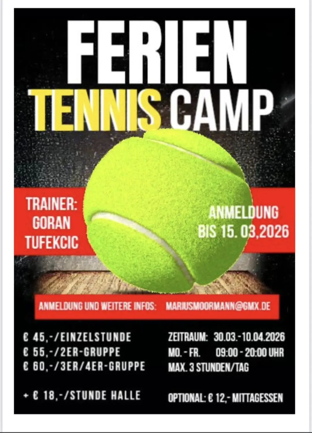 Ferientenniscamp mit Goran Tufekcic